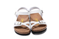 Birkenstock White Matte Single Buckle Slip Band Buckle Strap Sandal
