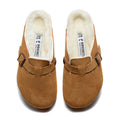 Birkenstock Earthy Yellow Suede White Shearling Lining Clog Shoes