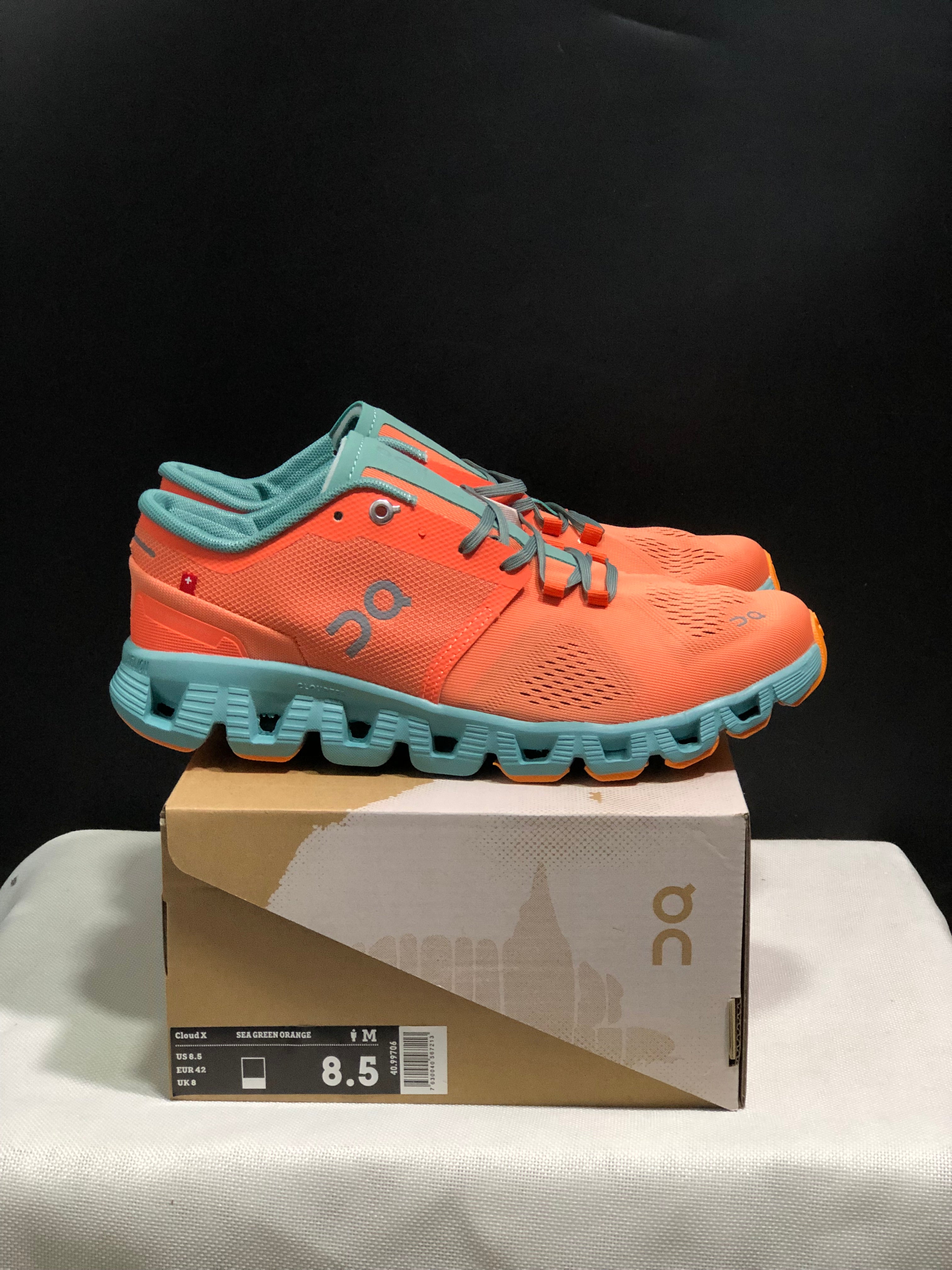 On Running Cloud X Lightweight Running Shoes Sea Green/Orange