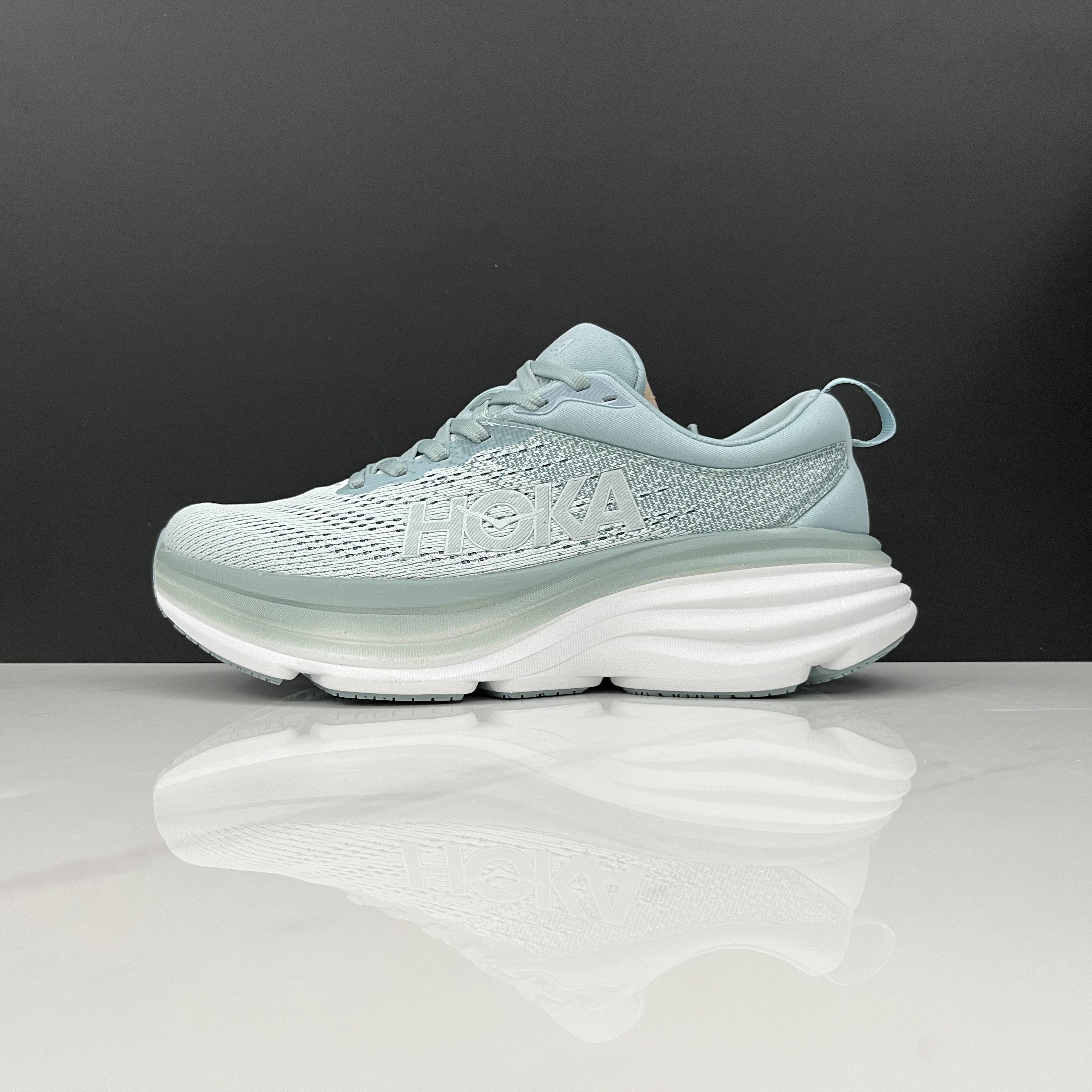 Hoka One One Bondi 8 Breathable Low-top Running Shoes Sneakers Blue Gray