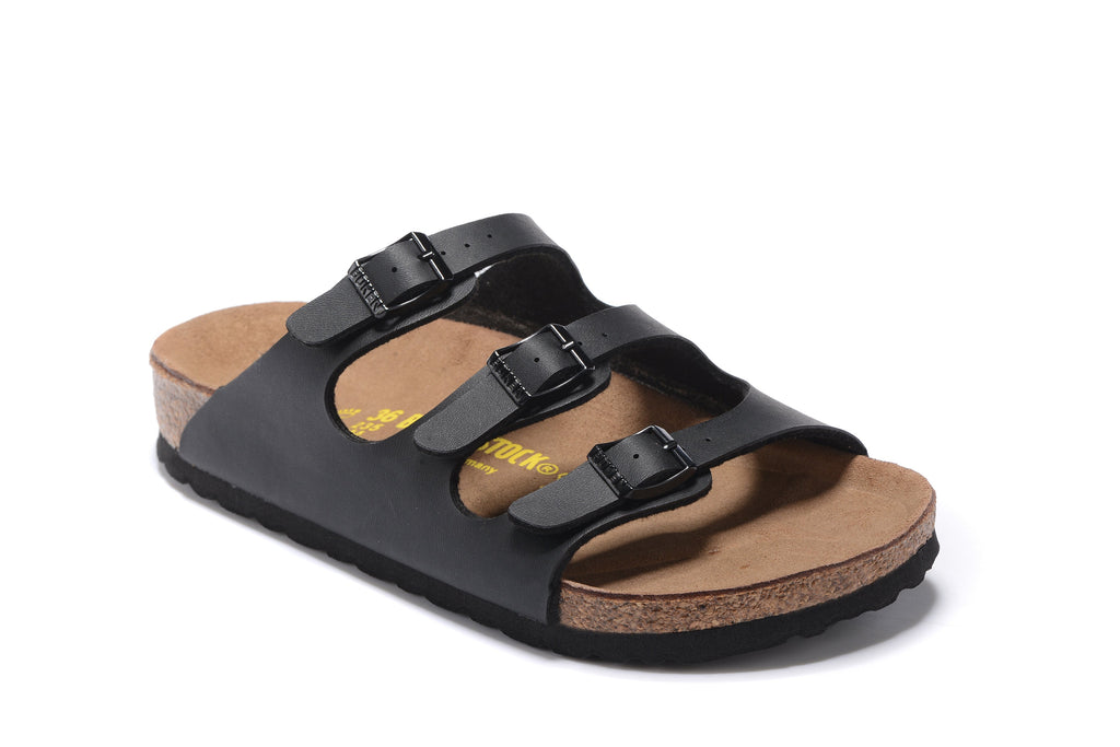 Birkenstock Florida Three-Buckle Matte Leather Sandals