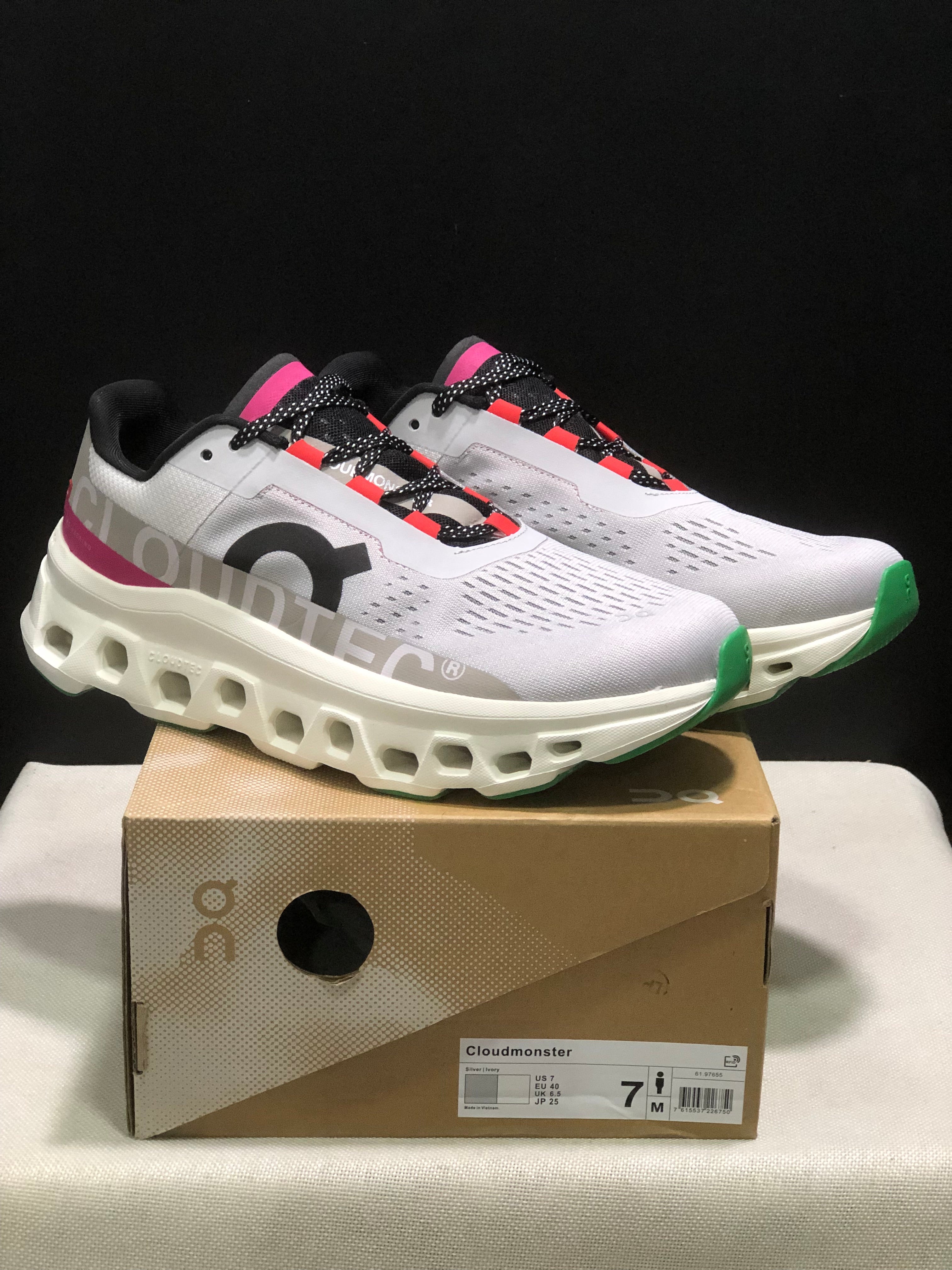 On Running Cloudmonster Anti-Slip Running Shoes Silver/Ivory