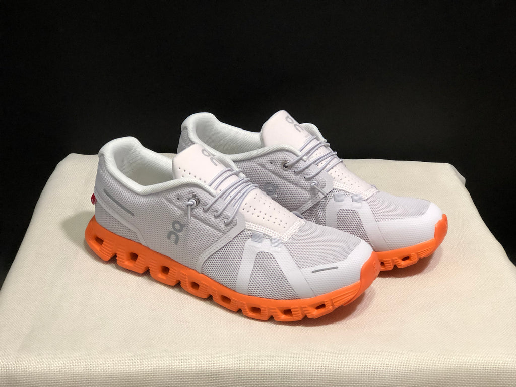 On Running Cloud 5 Lightweight Running Shoes Misty white/Orange