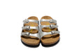 Birkenstock Florida Silver Three-Breasted Leather Sandals