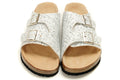 Birkenstock Two Buttons White Pattern Matte Leather Fashion Slippers