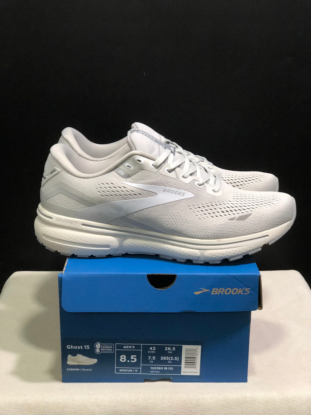 Brooks Ghost 15 Shock-absorbing Wear-resistant Low-top Running Shoes Light Gray