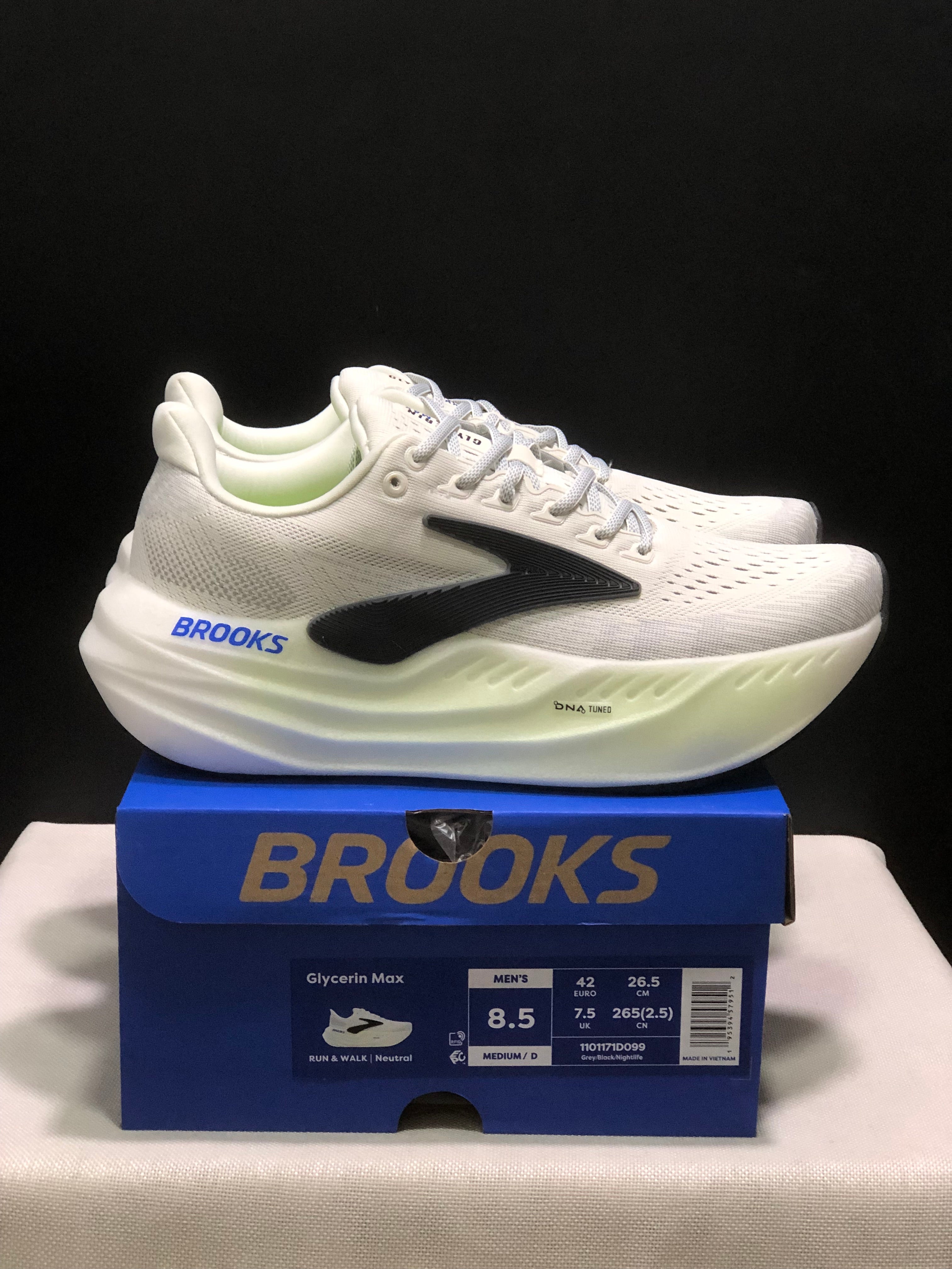 Brooks Glycerin Max Comfortable Low-top Running Shoes Grey/Black/Nightlife