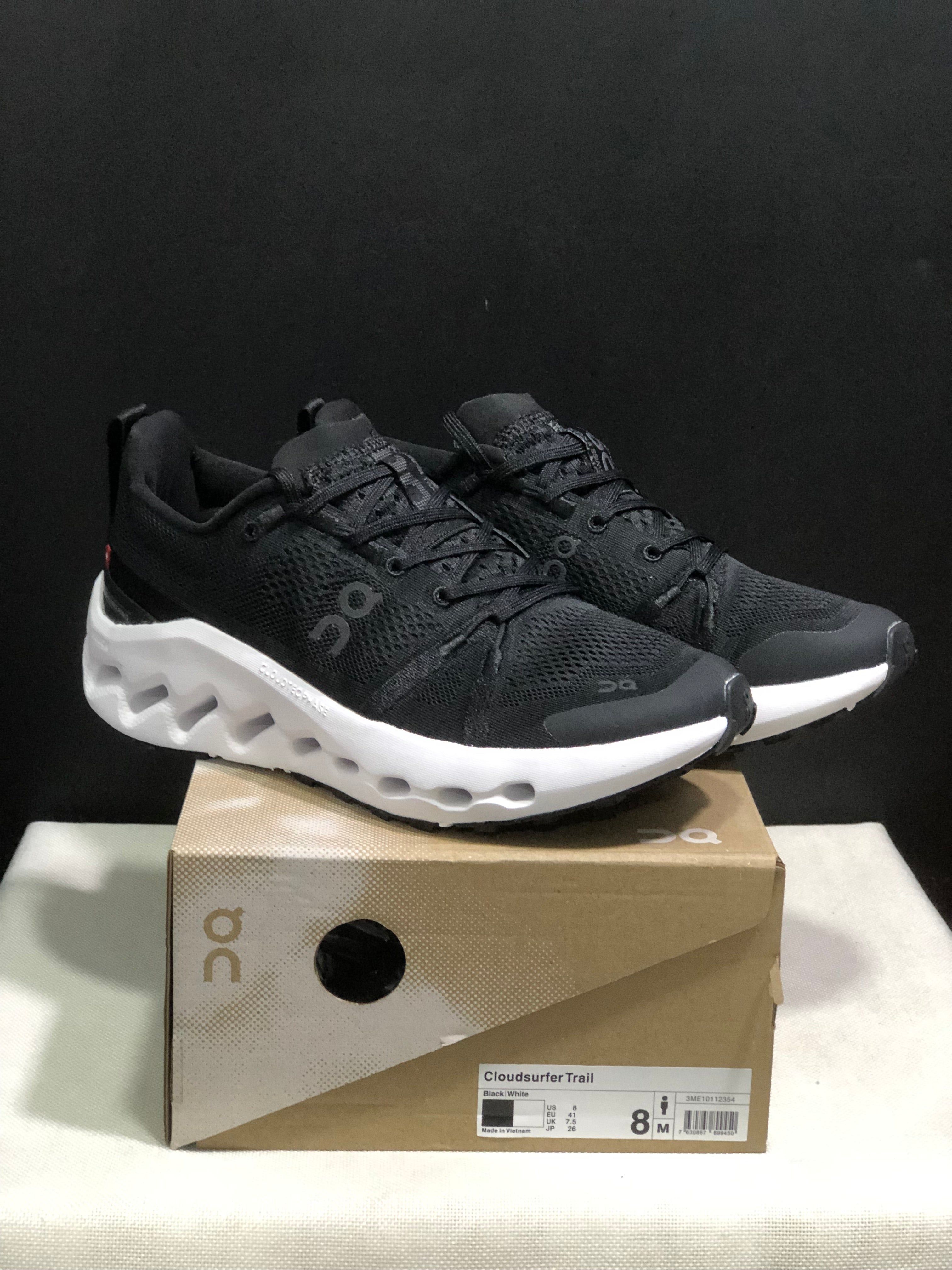 On Running Cloudsurfer Trail Waterproof Comfortable And Breathable Running Shoes Black/White