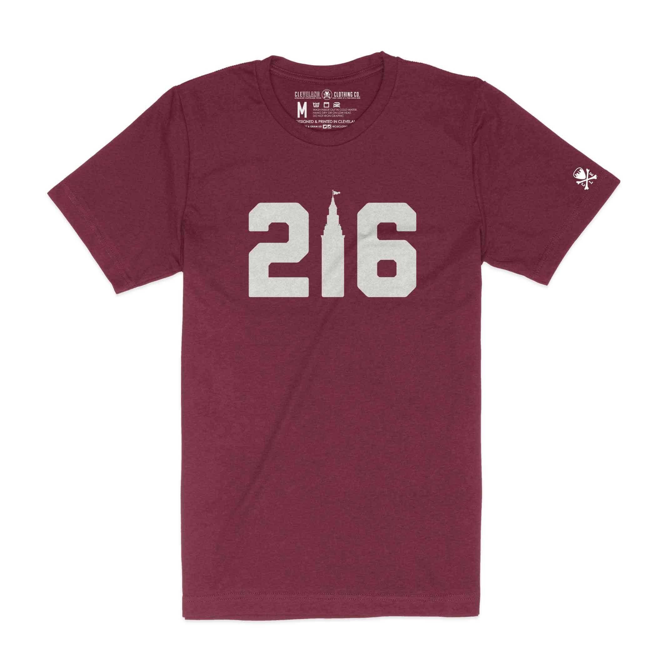 216 Terminal Tower - Unisex Crew - Heather Cardinal T-Shirt