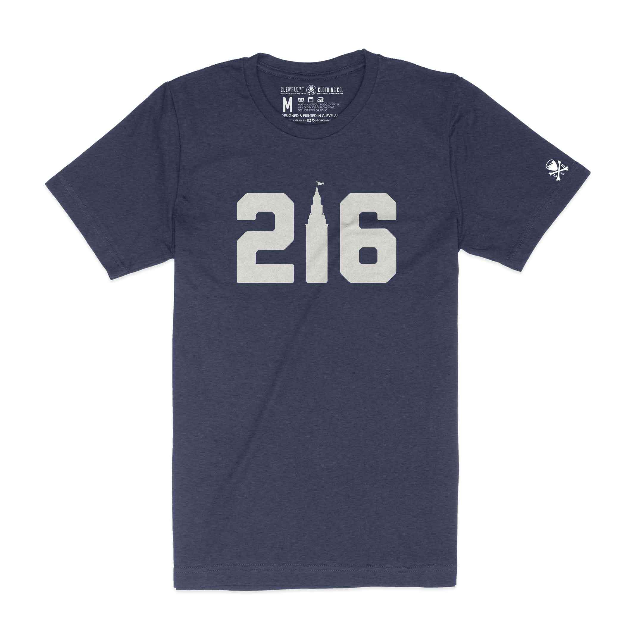 216 Terminal Tower - Unisex Crew - Heather Navy T-Shirt