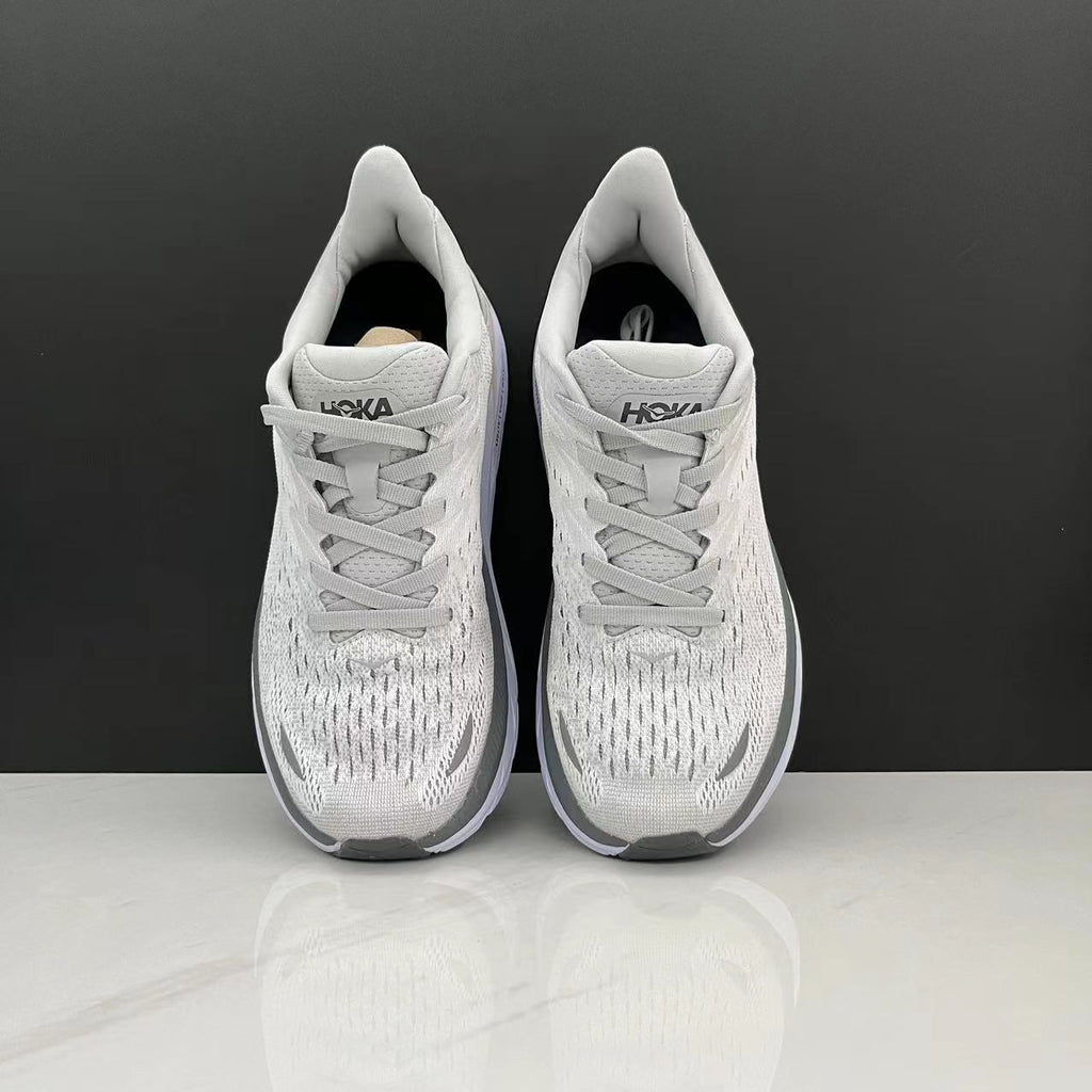 Hoka One One Clifton 8 Fashion Shoes Shock-absorbing Sneakers Light Gray