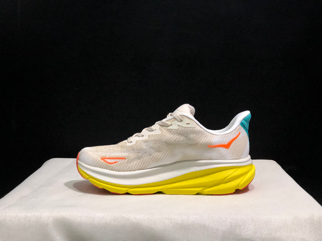 Hoka One One Clifton 9 Running Shoes Athletic Shoes Sneakers White/Yellow