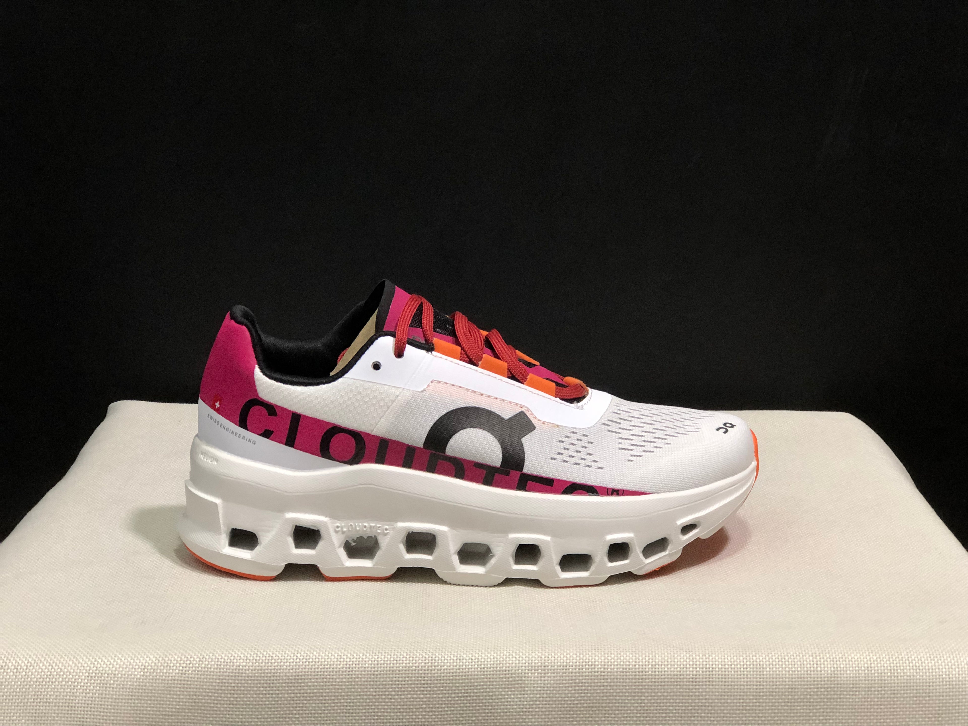 On Running Cloudmonster Anti-Slip Running Shoes Lime/Rust Red