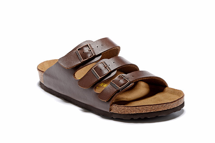 Birkenstock Florida Three-Buckle Matte Leather Sandals