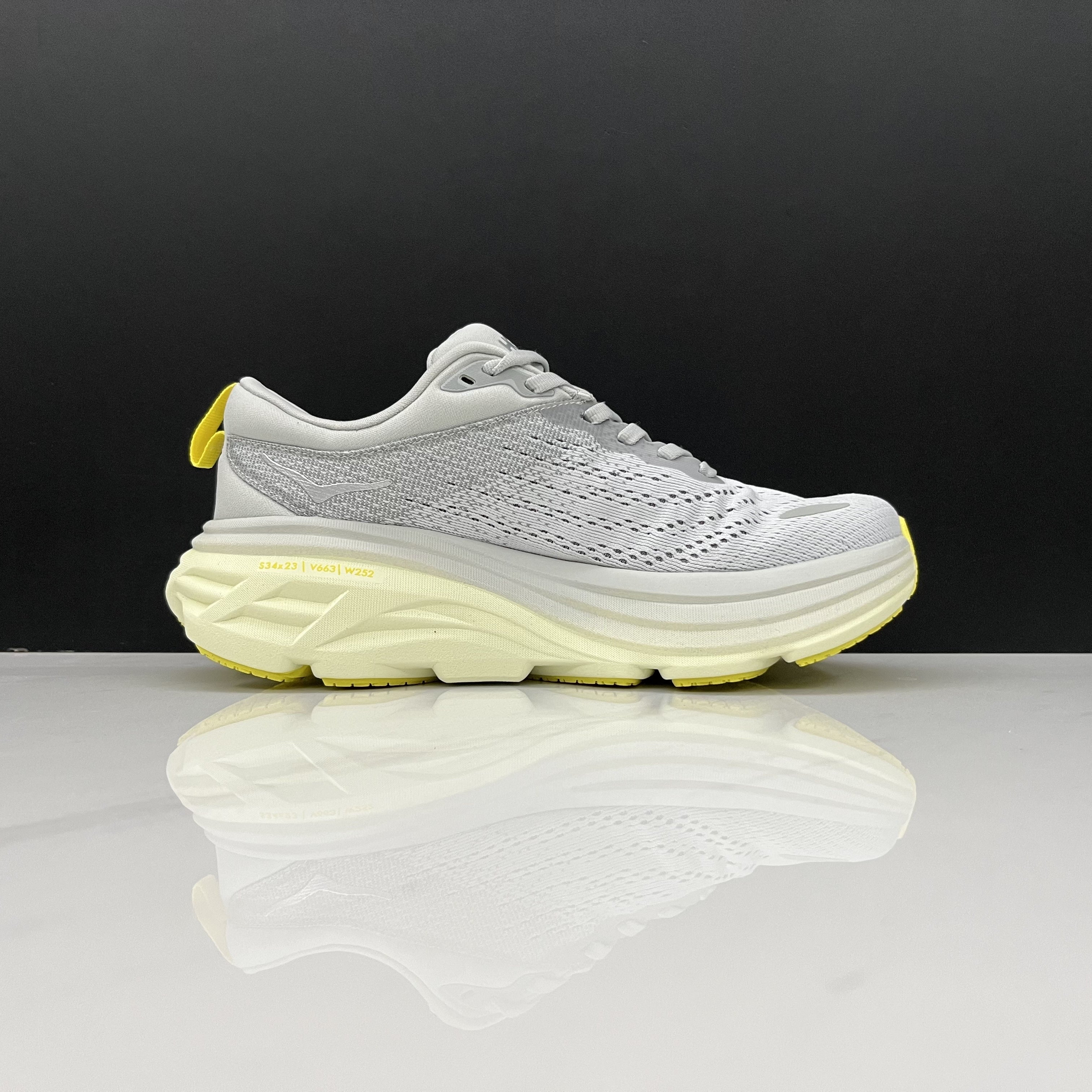 Hoka One One Bondi 8 Breathable Low-top Running Shoes Sneakers Grayish Yellow