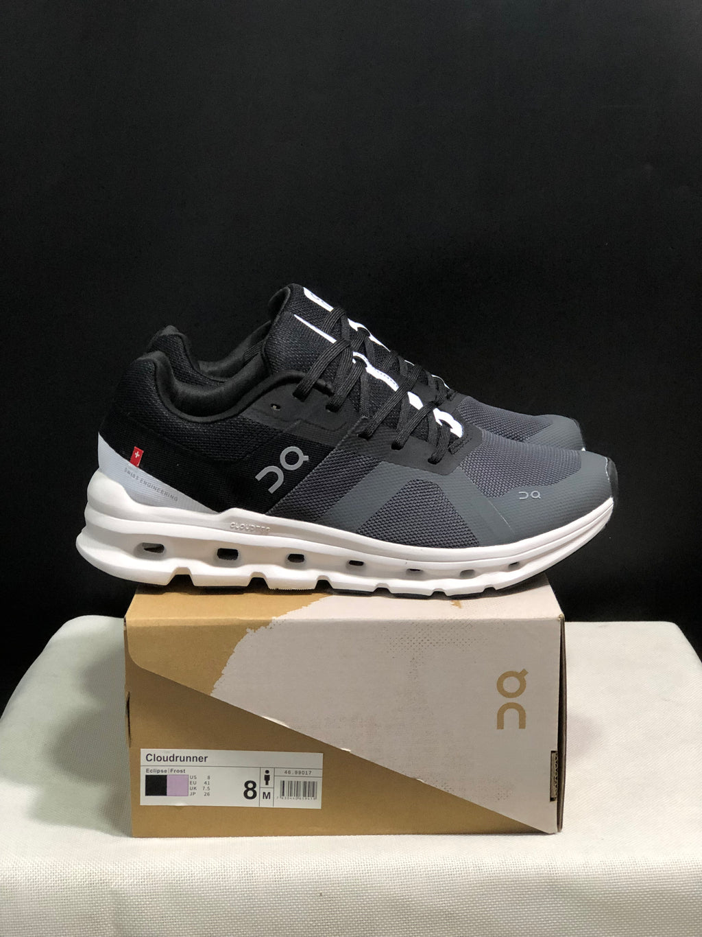 On Running Cloudrunner Anti-Slip Sports Running Shoes Black/Dark Grey