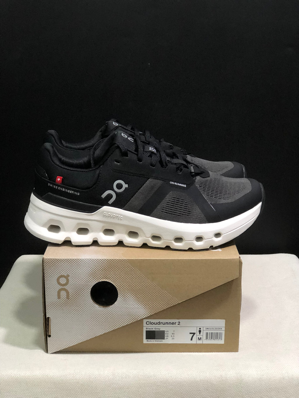On Running Cloudrunner 2 Mesh Breathable Running Shoes Black/Drak Grey