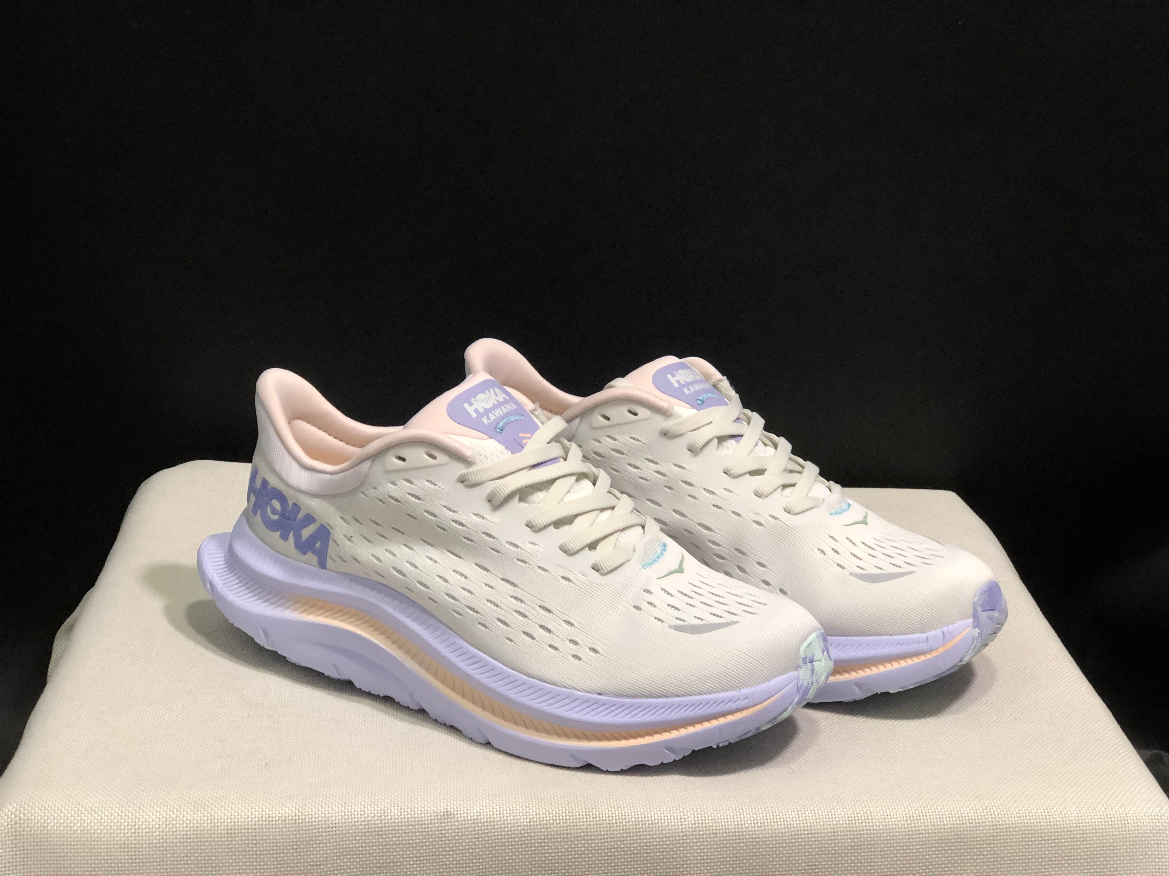 Hoka One One Kawana Cushioning Comfortable Gym Running Shoes Sneakers White/Purple