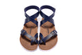 Birkenstock Single Button Navy Ringfinger Matte Leather Sandals