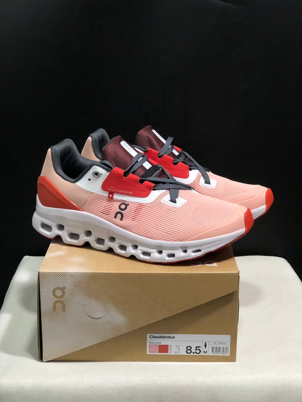 On Running Cloudstratus Breathable Support Running Shoes Rose/Red
