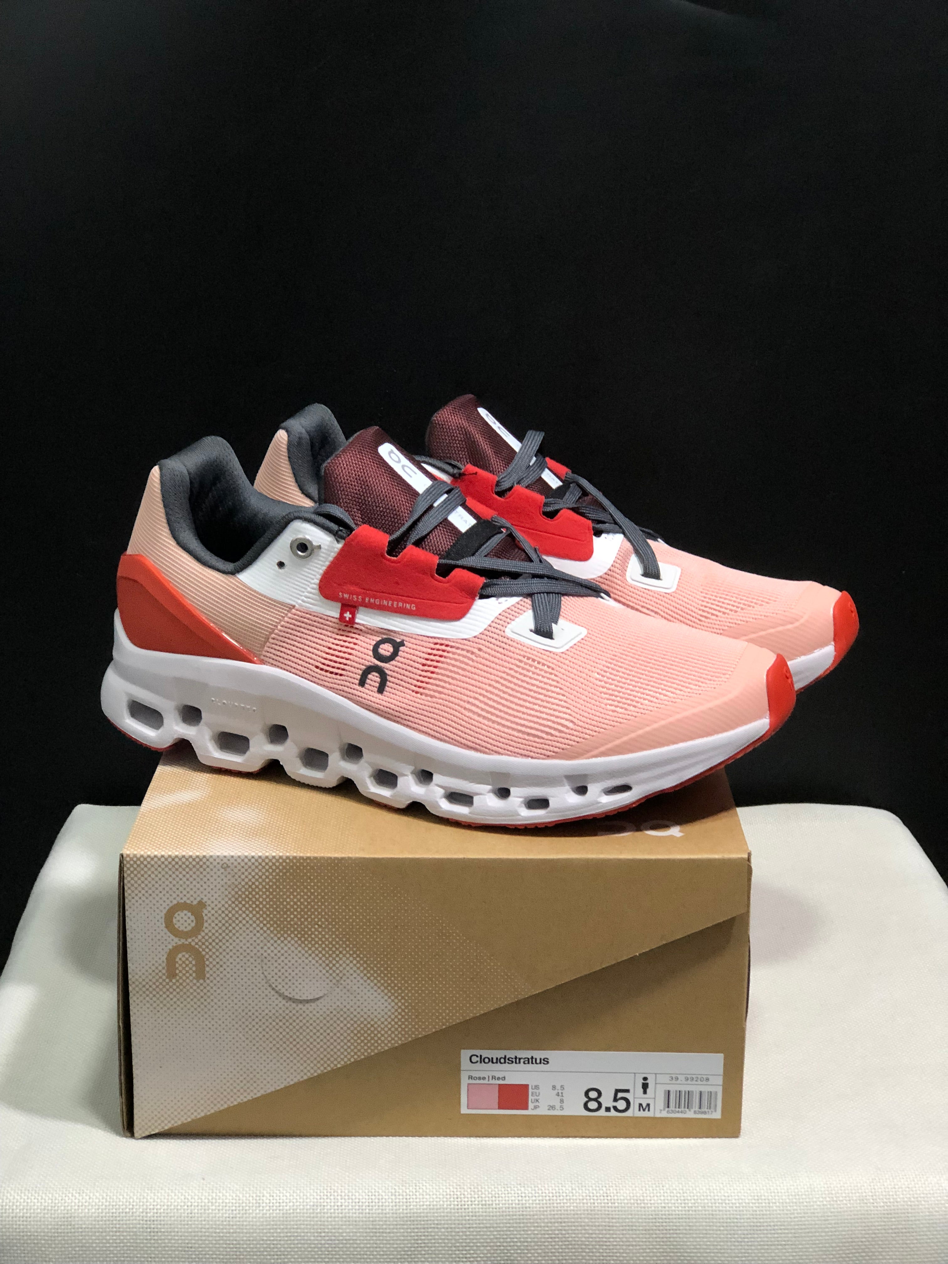 On Running Cloudstratus Breathable Support Running Shoes Rose/Red