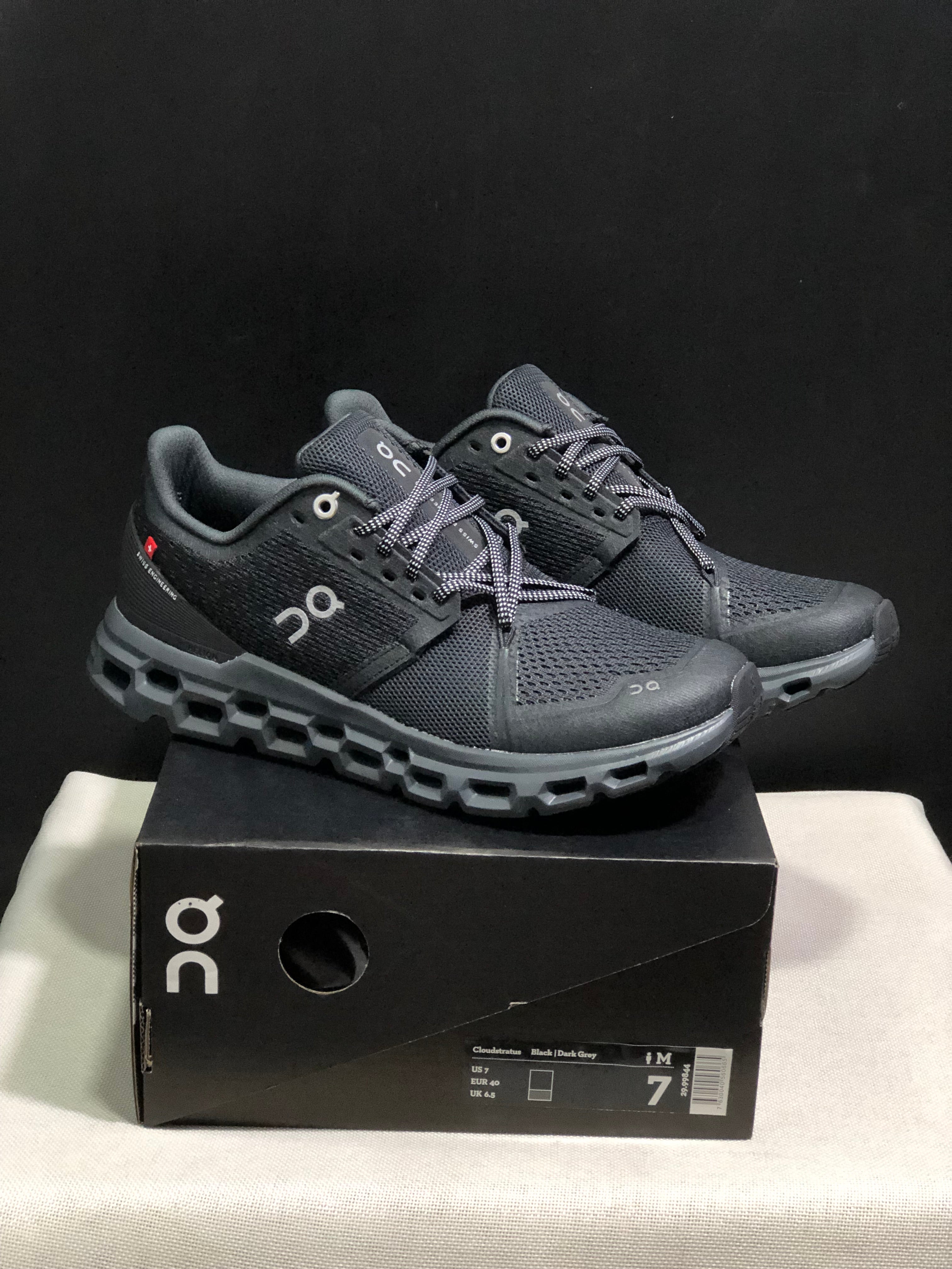 On Running Cloudstratus Shock-Absorbing And Breathable Running Shoes All Black