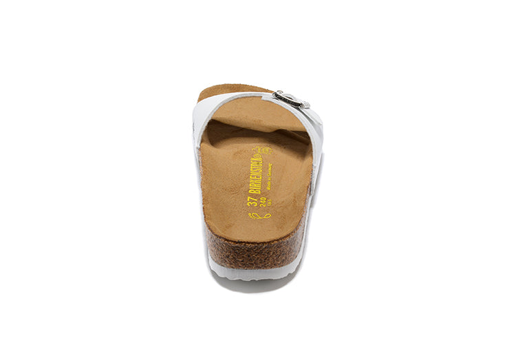Birkenstock Madrid White Single-Snap Comfort Leather Sandals