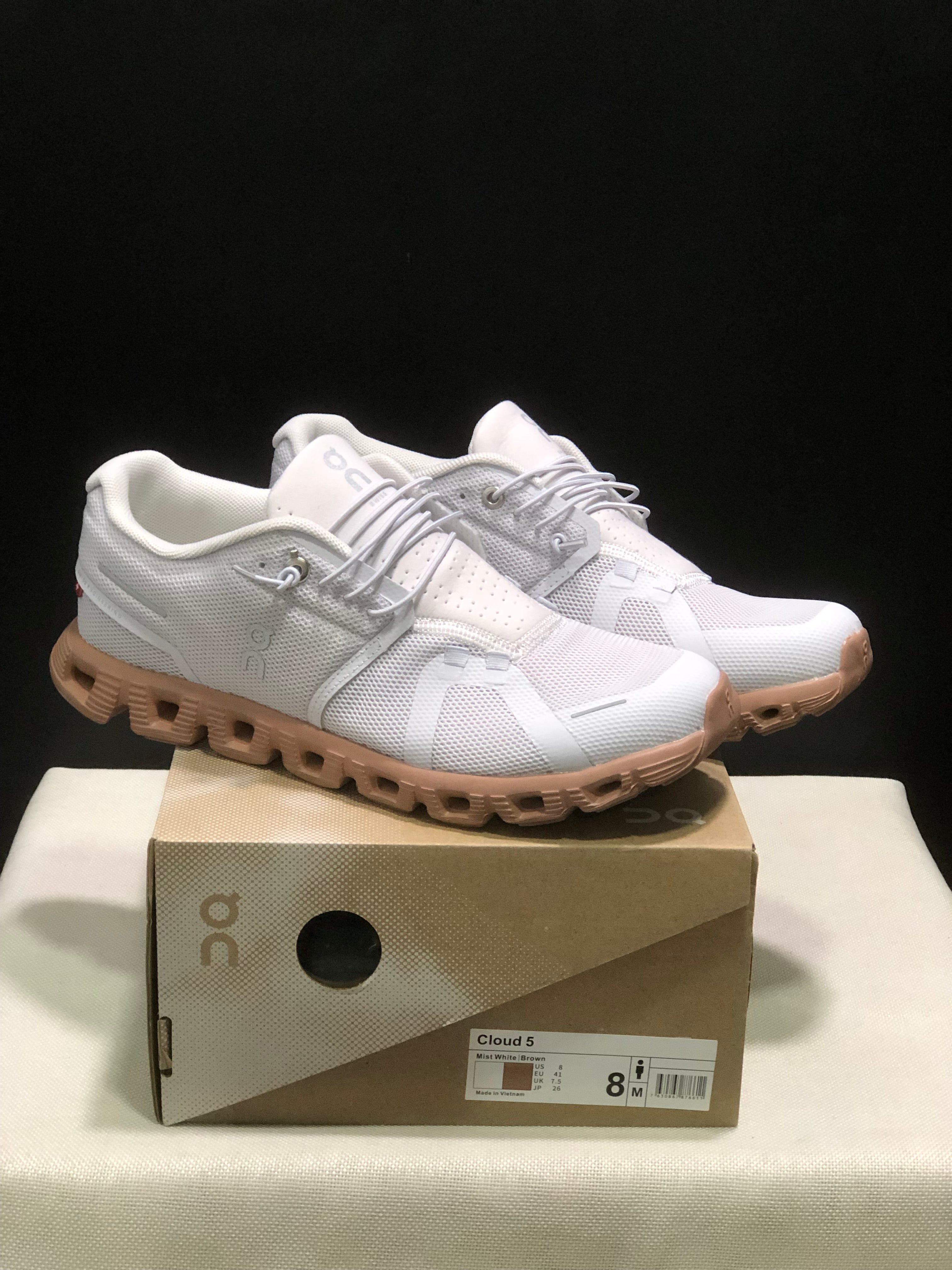 On Running Cloud 5 Lightweight Running Shoes Mist White/Brown