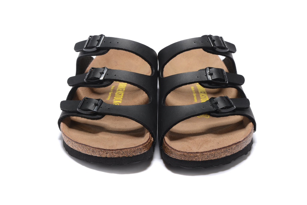 Birkenstock Florida Three-Buckle Matte Leather Sandals
