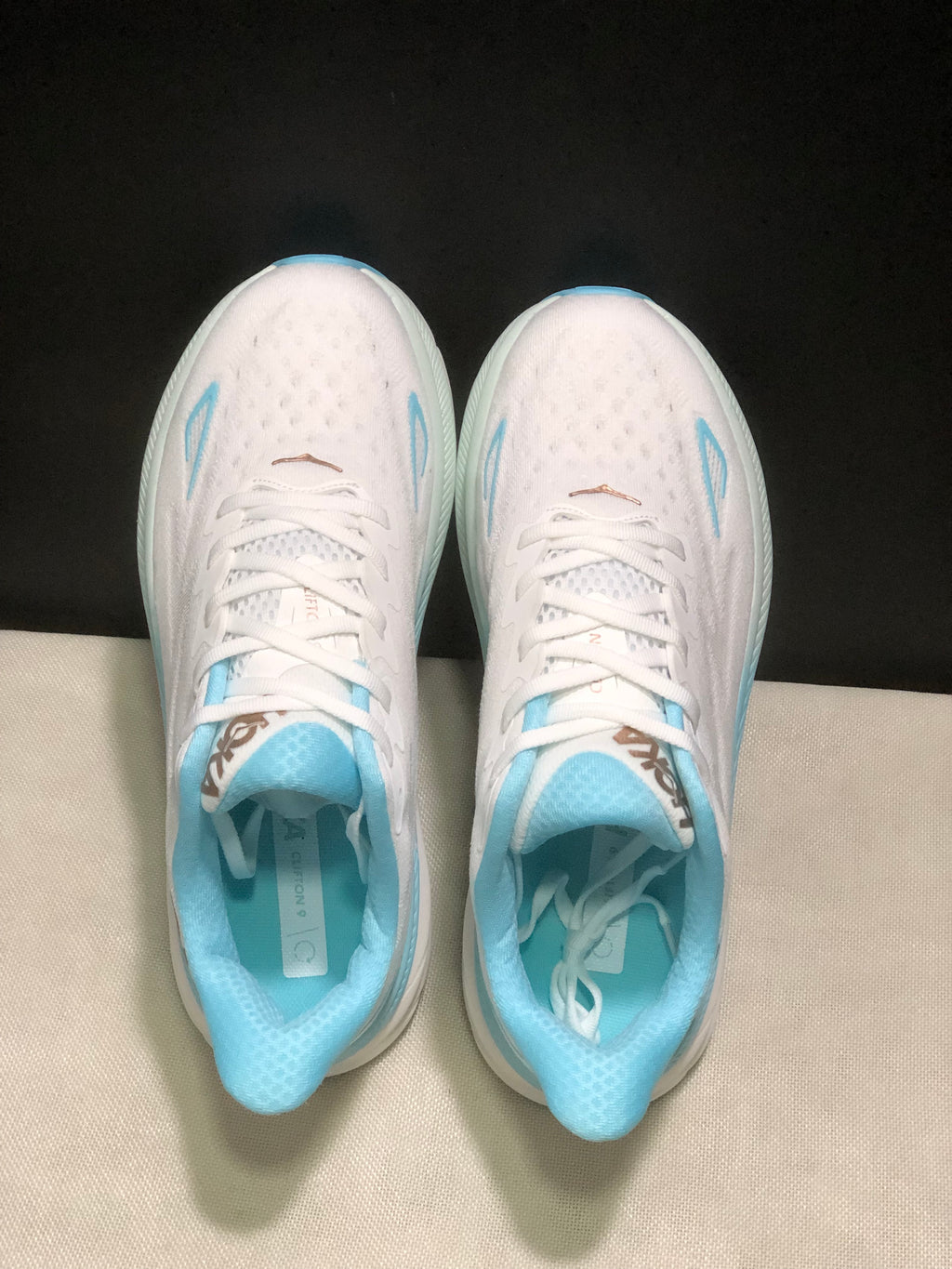 Hoka One One Clifton 9 Running Shoes Athletic Shoes Sneakers White/Blue