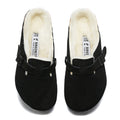 Birkenstock Black Suede White Shearling Lining Clog Shoes