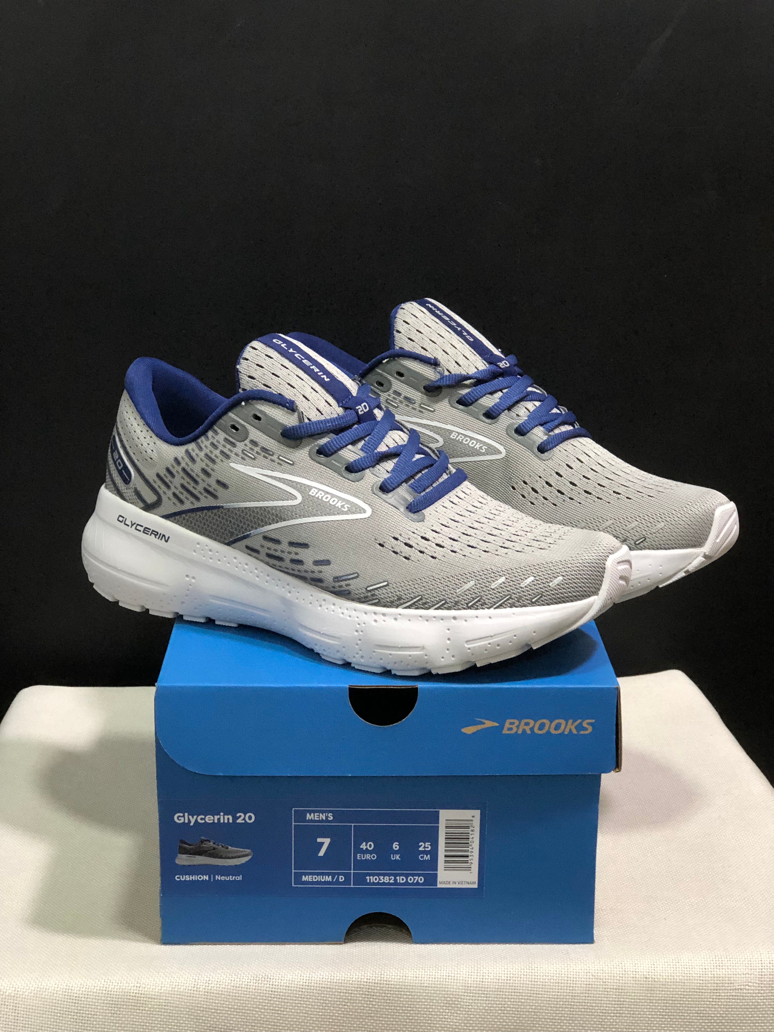 Brooks Glycerin GTS 20 Shock-absorbing Wear-resistant Running Shoes Grey