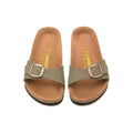 Birkenstock Single Button Gray Green Scrub Leather Slippers