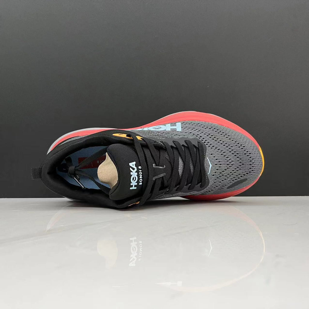 Hoka One One Bondi 8 Breathable Low-top Running Shoes Sneakers Gray/Orange