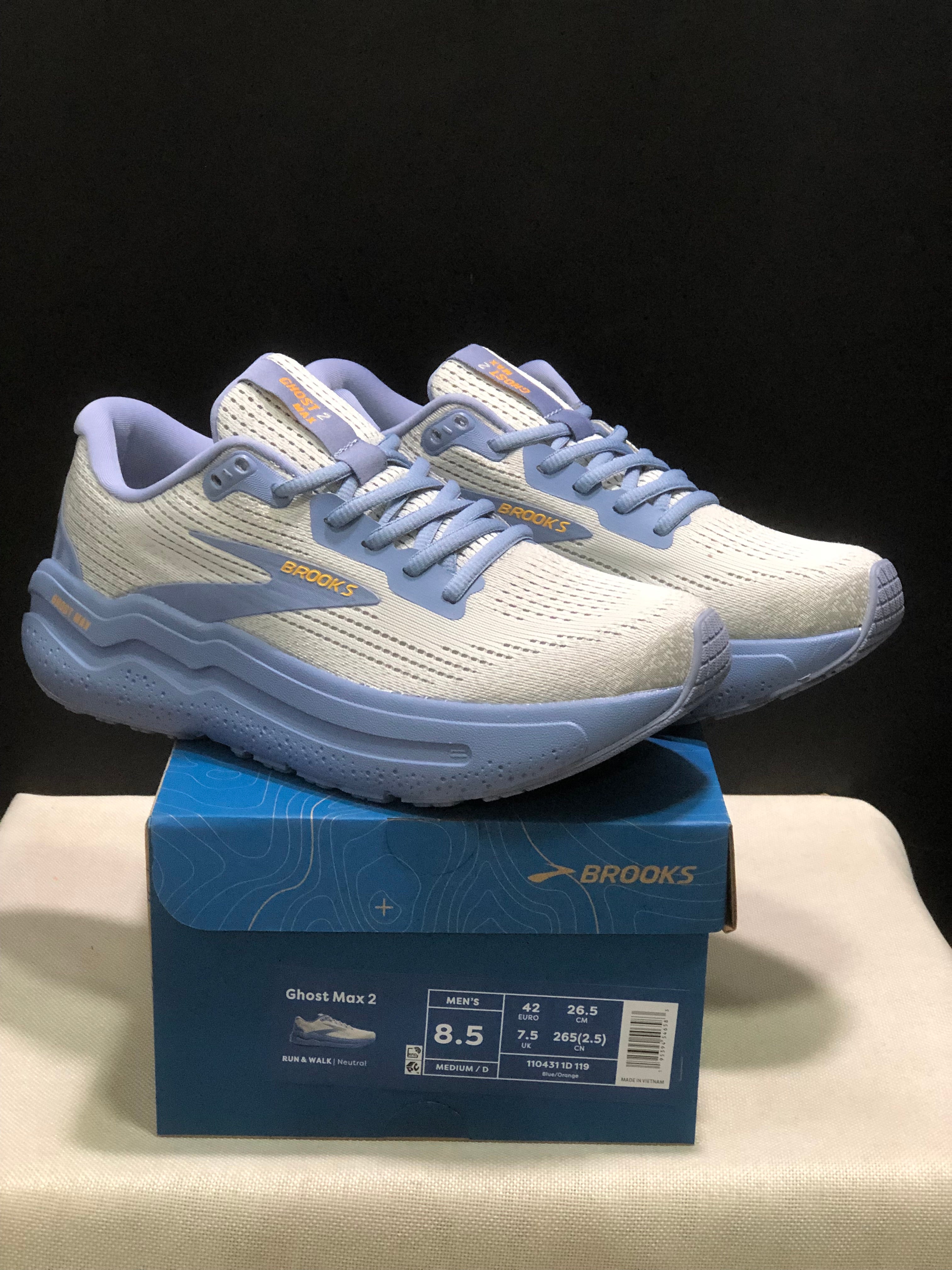 Brooks Ghost Max 2 Breathable Low-top Running Shoes Blue/Orange