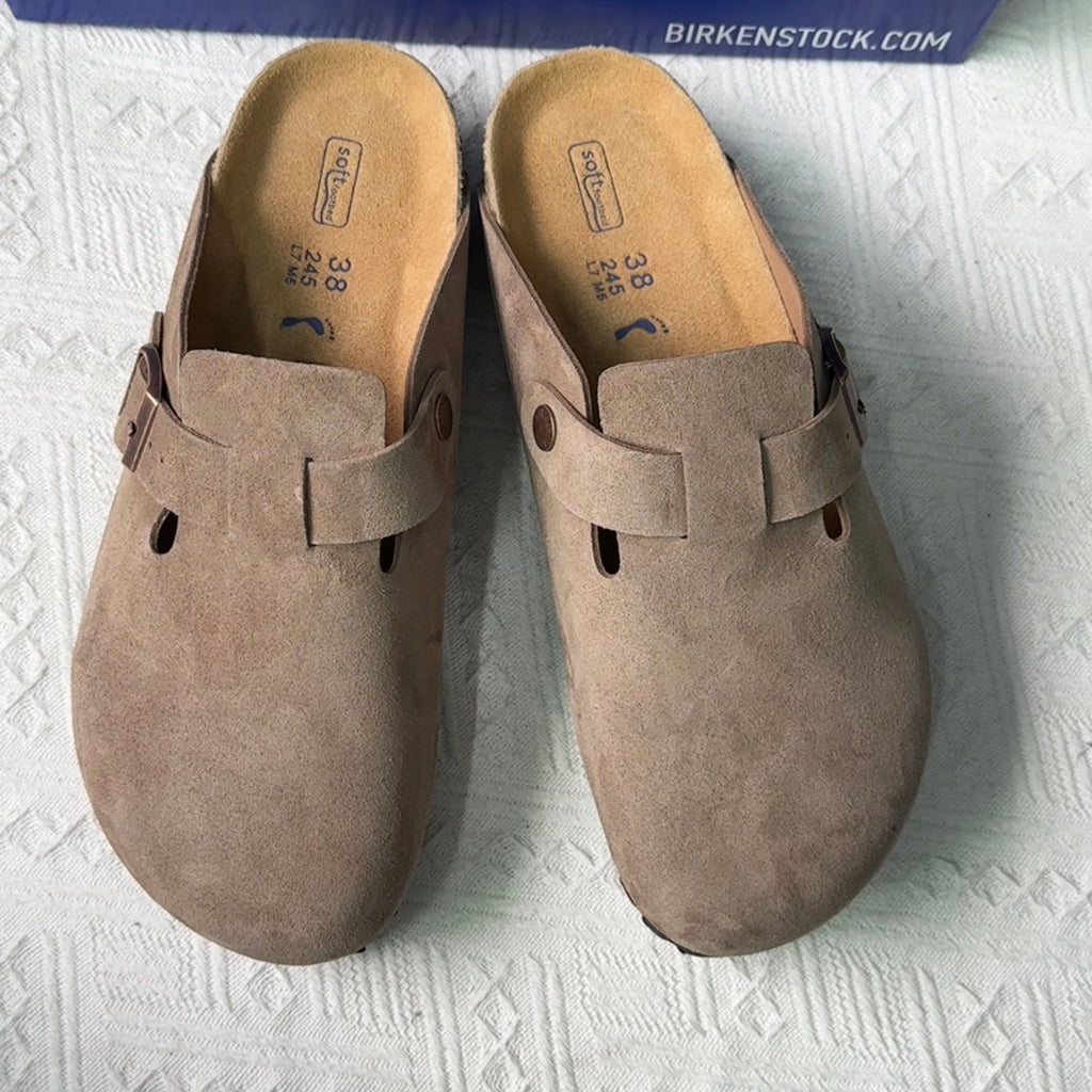 Birkenstock Boston Suede Leather Casual Shoes With Thick Soles