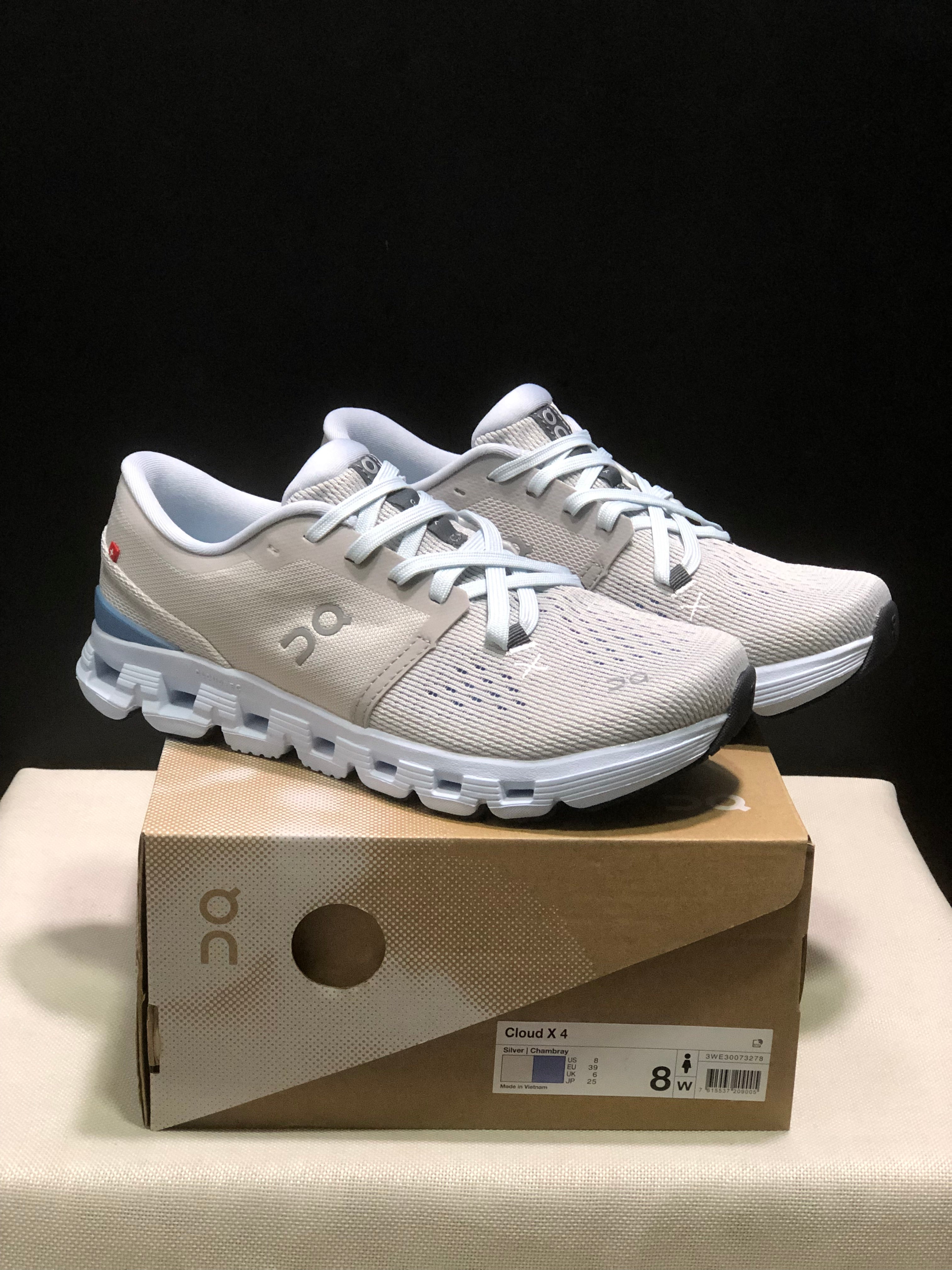 On Running Cloud X4 Comfortable Running Shoes Light Khaki/Milk Blue