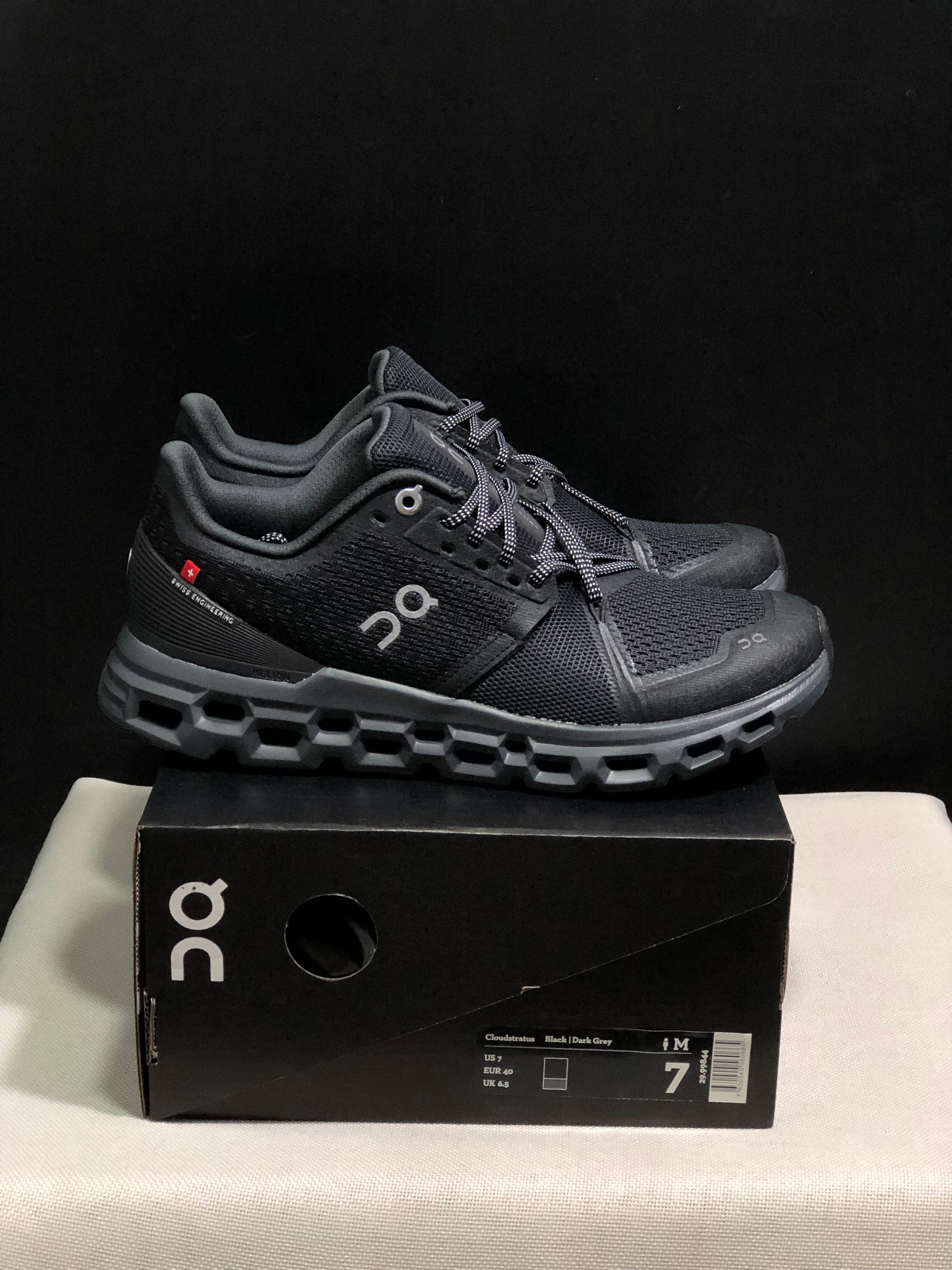 On Running Cloudstratus Shock-Absorbing And Breathable Running Shoes All Black
