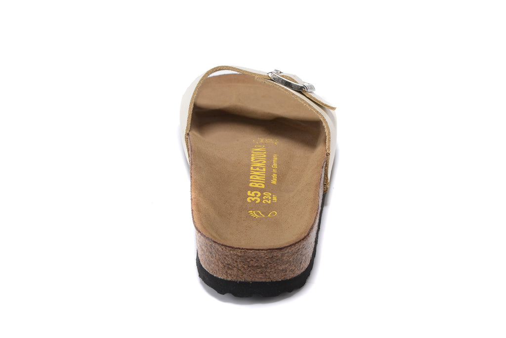 Birkenstock Madrid Cream Single Strap Slide Leather Sandals