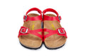 Birkenstock Single Button Red Matte Leather Sandals