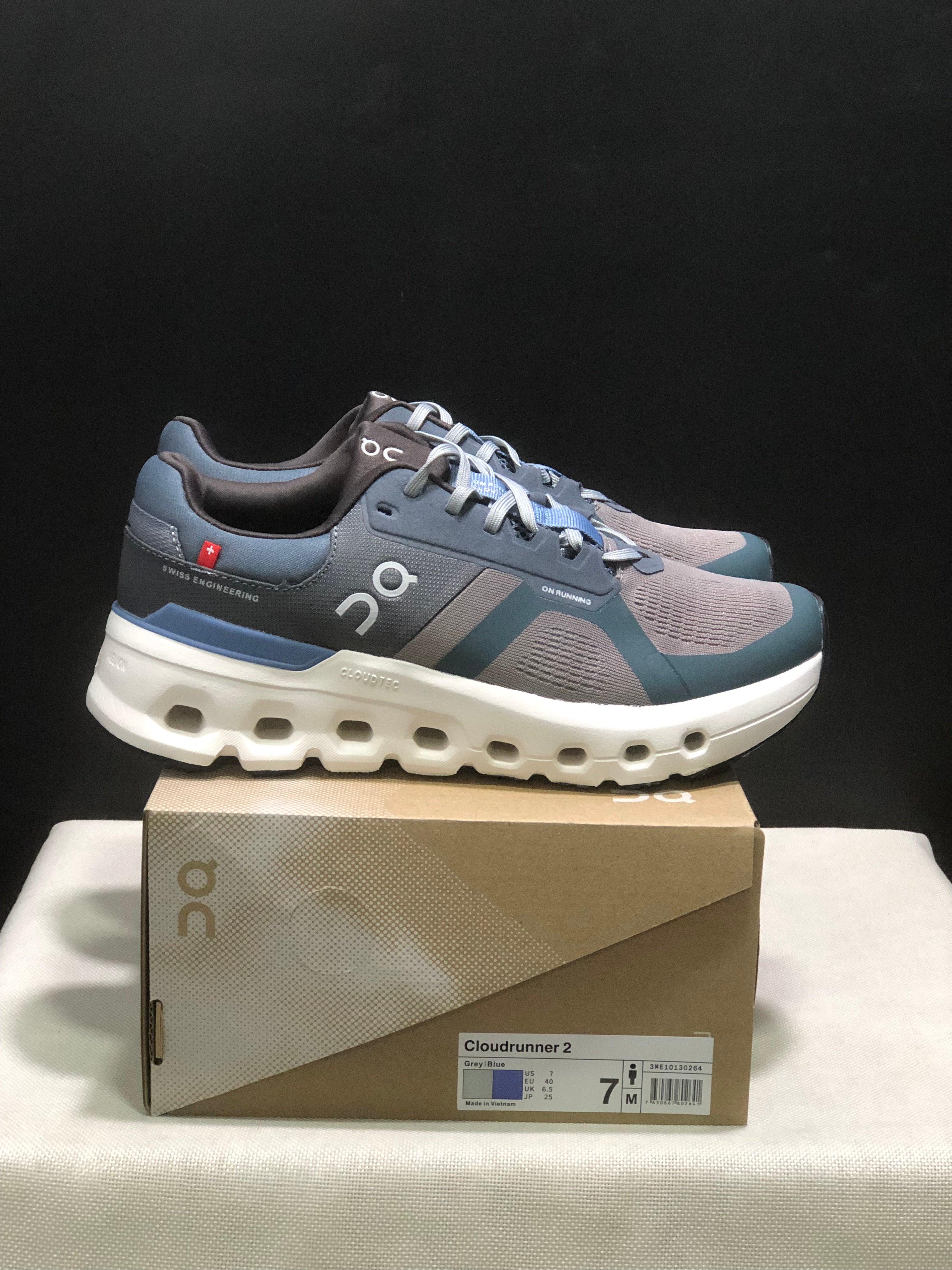 On Running Cloudrunner 2 Mesh Breathable Running Shoes Grey/Blue