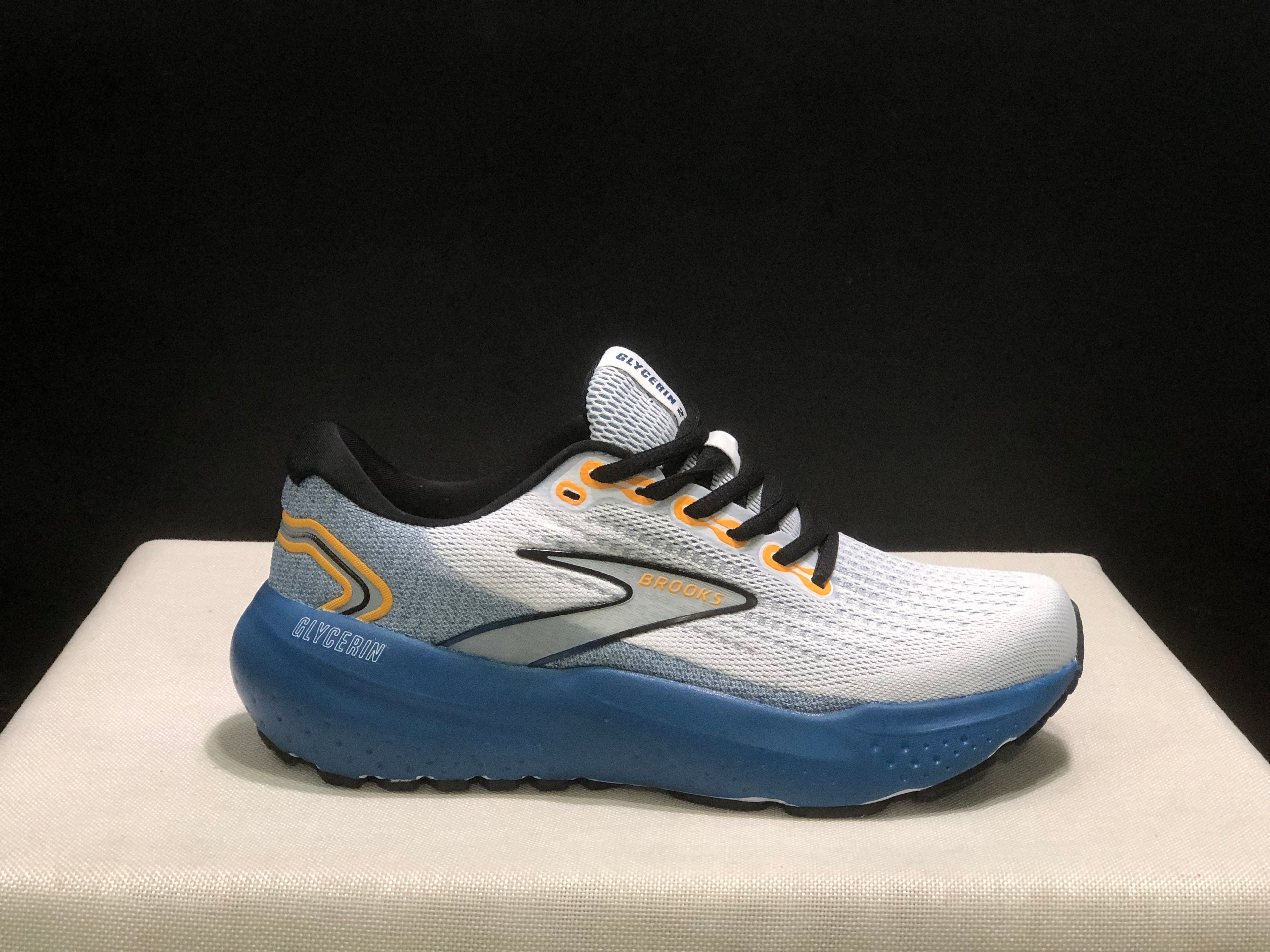 Brooks Glycerin 21 Men's Low-top Casual Running Shoes White/Sapphire Blue/Orange
