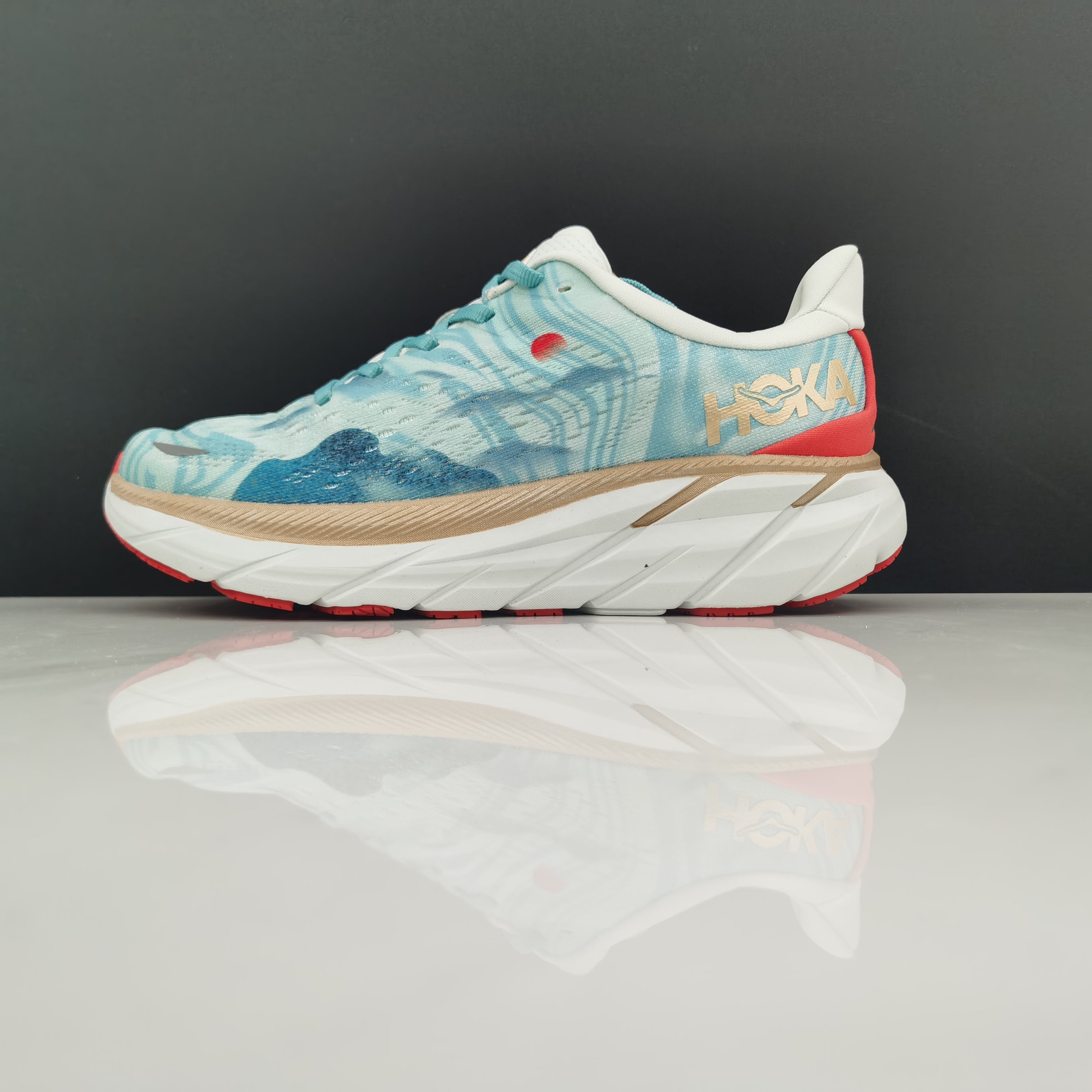Hoka One One Clifton 8 Turquoise Fashion Shoes Shock-absorbing Sneakers