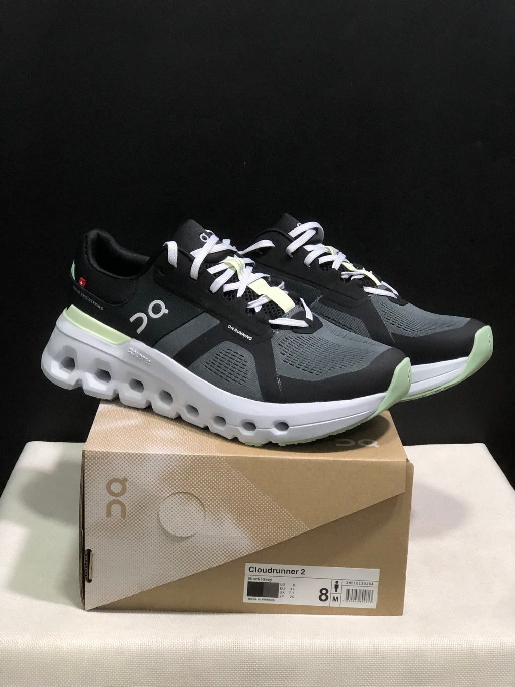 On Running Cloudrunner 2 Mesh Breathable Running Shoes Black/Grey