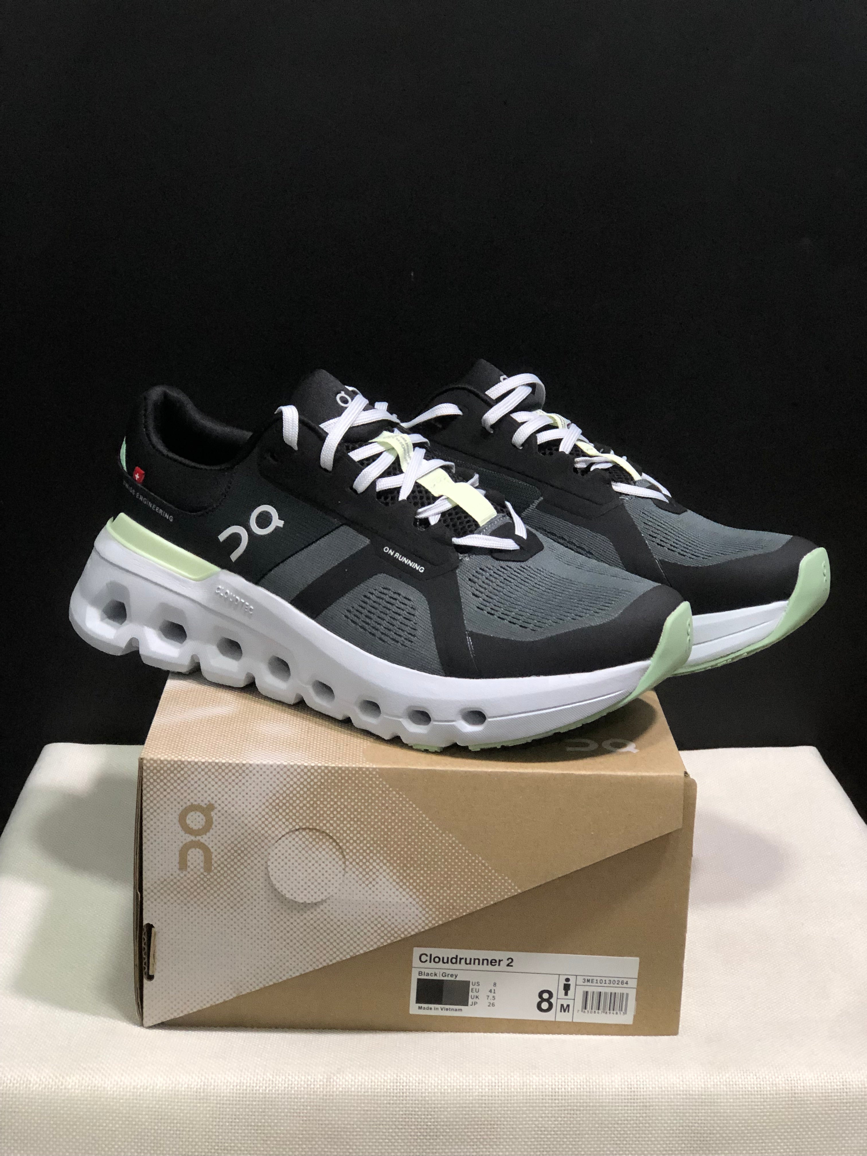 On Running Cloudrunner 2 Mesh Breathable Running Shoes Black/Grey