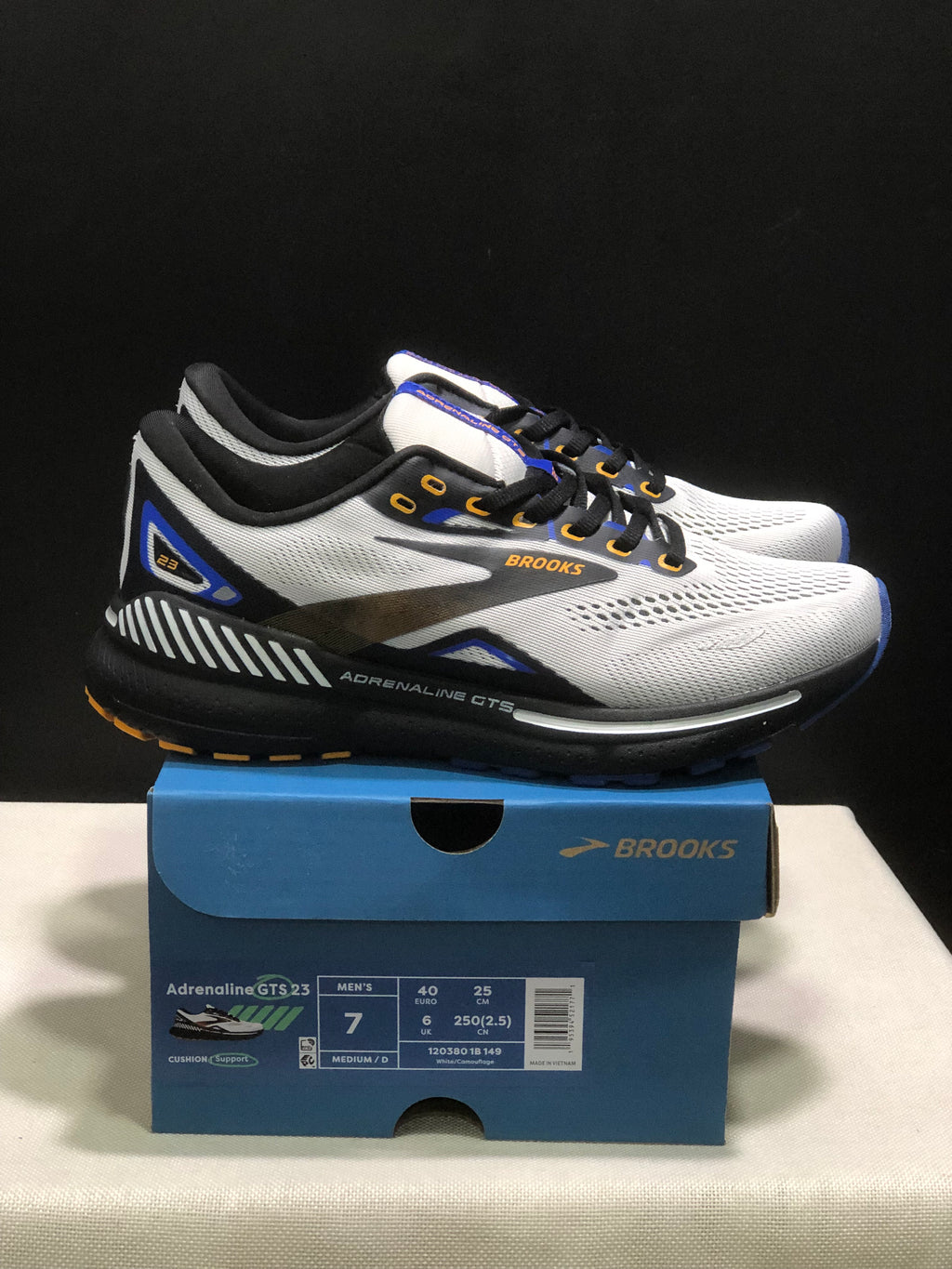Brooks Adrenaline GTS 23 Shock-absorbing Wear-resistant Low-top Running Shoes White/Camouflage
