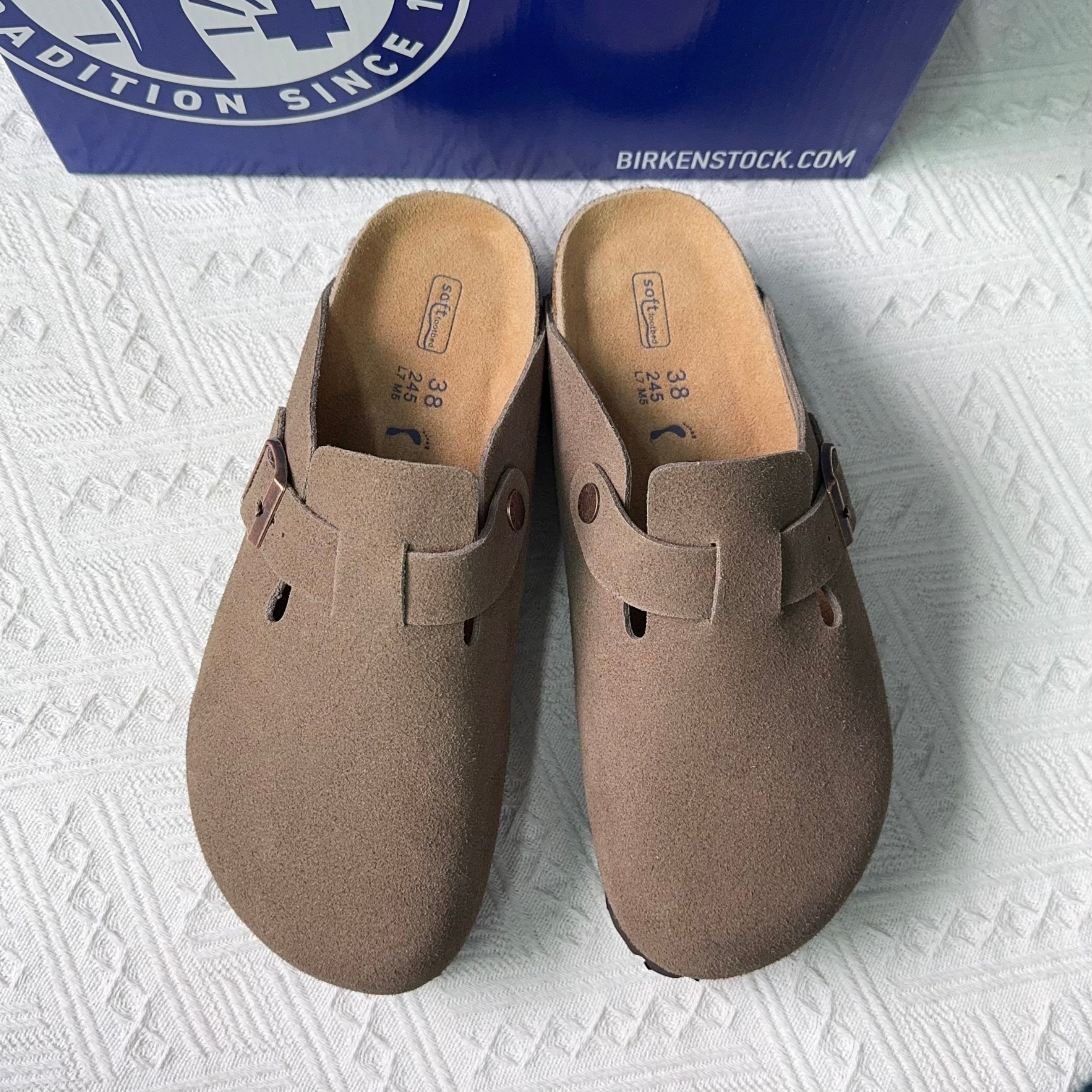 Birkenstock Boston Suede Leather Casual Shoes With Thick Soles