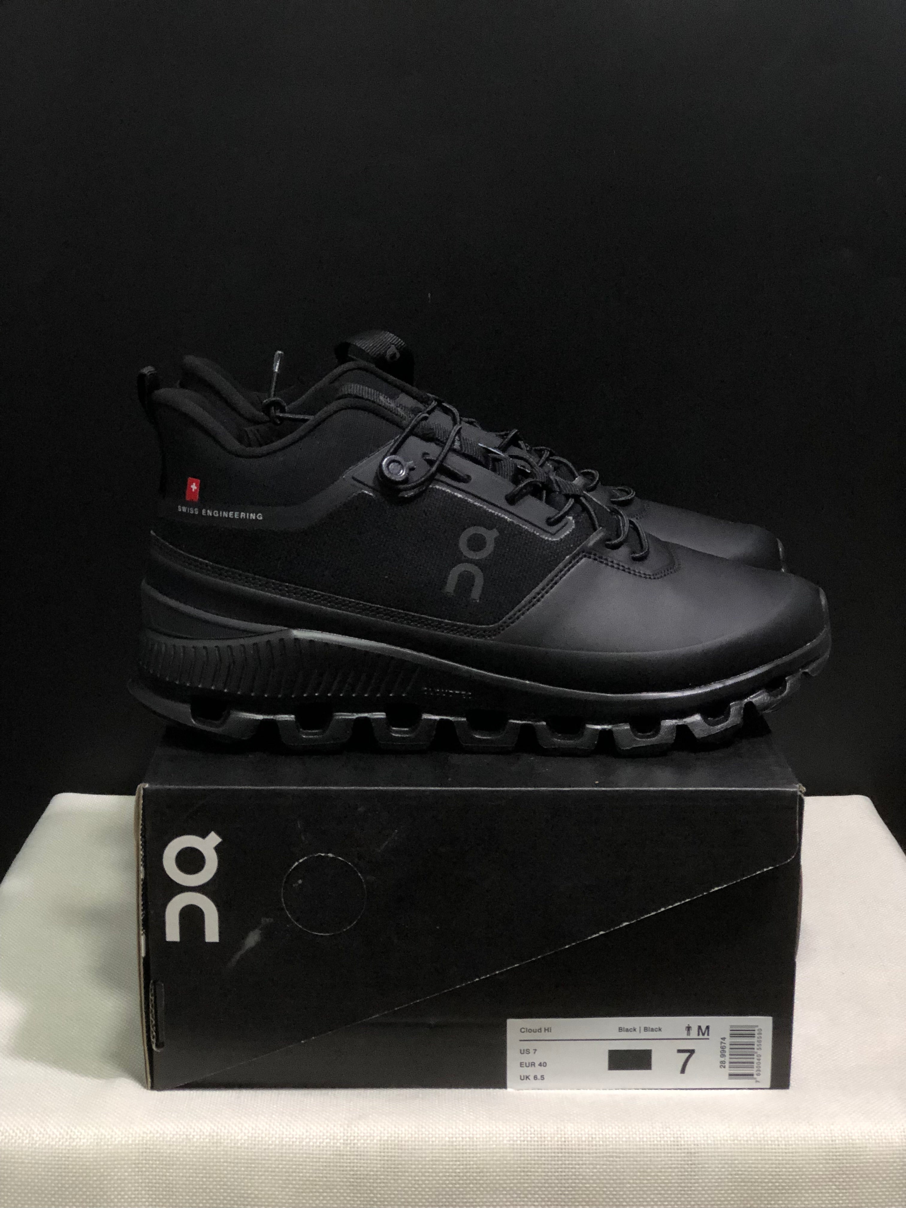 On Running Cloud Hi Edge All Black Outdoor Training Running Shoes