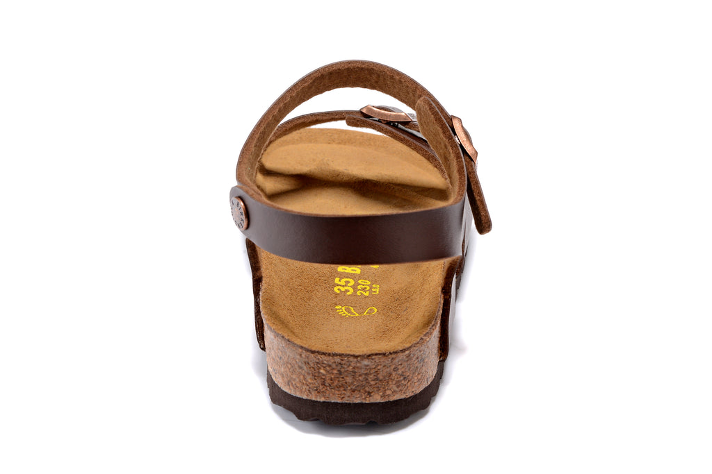 Birkenstock Brown Matte Single Buckle Slip Band Buckle Strap Sandal