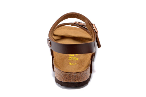 Birkenstock Brown Matte Single Buckle Slip Band Buckle Strap Sandal